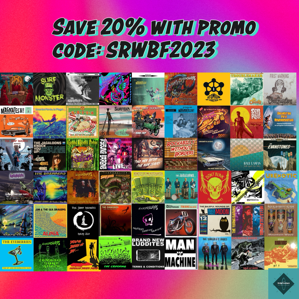 Thanks to everyone who has supported our Black Friday / Cyber Monday promotion so far. There is now just under 12 hours to take advantage of the promo code SRWBF2023. All revenue from merch sales is reinvested in manufacturing new products. We invite you to check out our back catalogue titles in the image below. Purchase direct at http://Sharawaji.bandcamp.com #sharawajirecords #surfmusic #surfvinyl #fenderjaguar #fenderjazzmaster #mosrite #ekoguitars  #surfguitar #surfguitar101 #dripfeed #surfrock #surfpunk #spaghettiwestern #eleki #surf #instro #reverb #twang